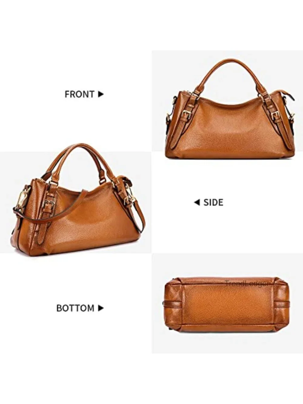 Genuine Pebbled Cowhide Leather Satchel Crossbody Bag